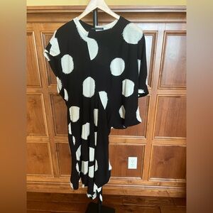 Yohji Yamamoto Tunic Dress Polka Dot Black and Cream White Size S